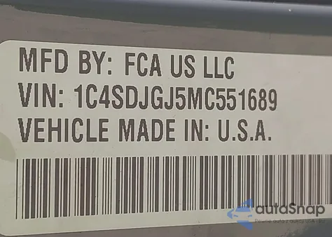 2021 Dodge Durango Srt 392 Awd из США, поврежденный, VIN 1C4SDJGJ5MC551689